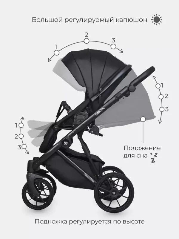Коляска 2 в 1 Riko Basic Delta Ecco 15 black — изображение 74