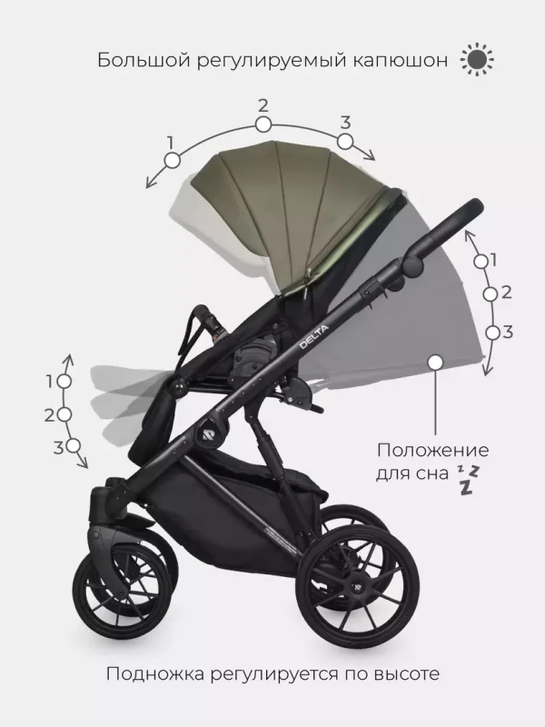 Коляска 2 в 1 Riko Basic Delta Ecco 15 black — изображение 49